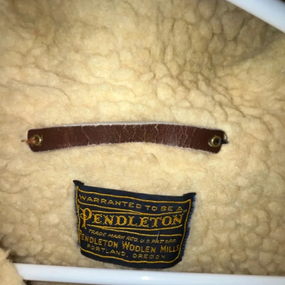 Vintage 60s Pendleton Shadow Plaid Wool Shearling Lined Coat